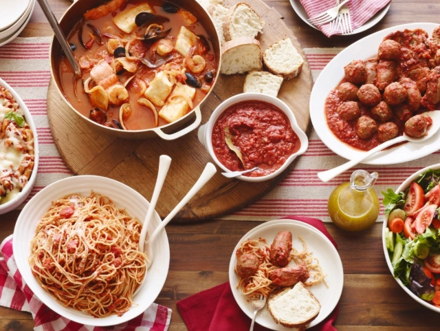 typical Italian dinner at home